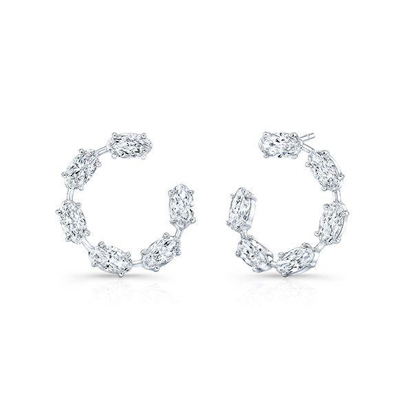 18K Oval Diamond Earring